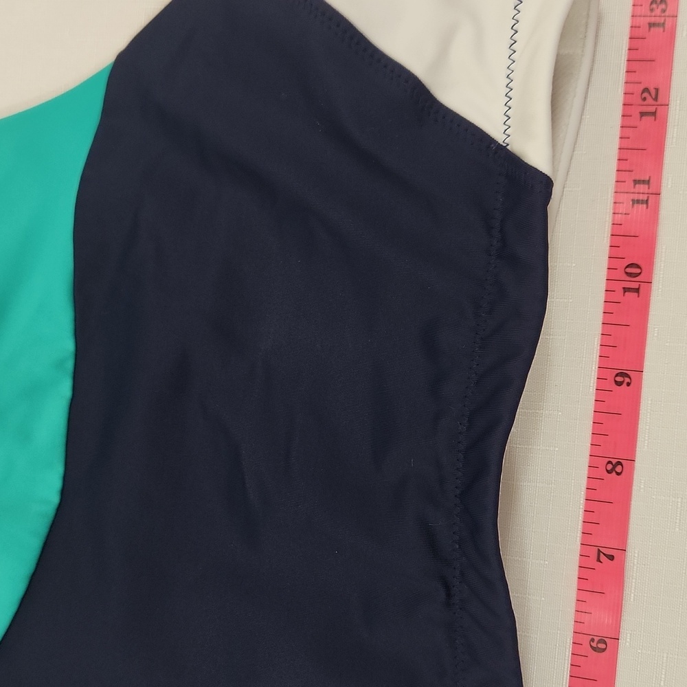 Athleta Colorblock High Neck Bikini Top. Navy Teal. Size M - Picture 5 of 5